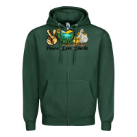 Sports Green Peace Love Ducks Zipper Hoodie - LillyAllenDesigns