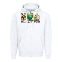 White Peace Love Ducks Zipper Hoodie - LillyAllenDesigns
