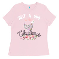 Bubblegum Pink Just a girl who loves chickens Ladies Tee - Bettercallsaul