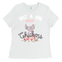 White Just a girl who loves chickens Ladies Tee - Bettercallsaul