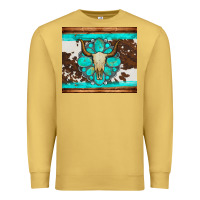 Antique Gold bull skull and turquoise cowhide tumbler Premium Sweatshirt - Artiststas