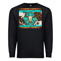 Black bull skull and turquoise cowhide tumbler Premium Sweatshirt - Artiststas