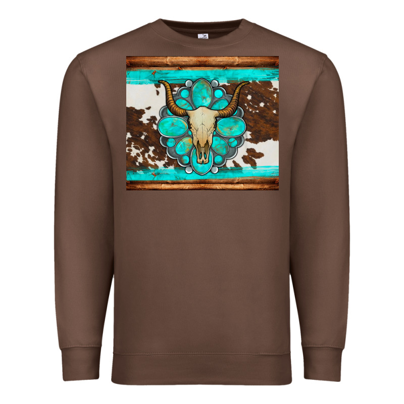 Bull Skull And Turquoise Cowhide Tumbler Premium Sweatshirt by Artiststas | Teevron