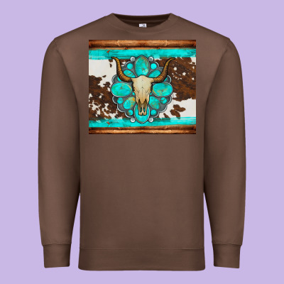 Bull Skull And Turquoise Cowhide Tumbler Premium Sweatshirt Designed By Artiststas