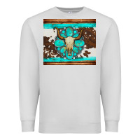 Dove Grey bull skull and turquoise cowhide tumbler Premium Sweatshirt - Artiststas