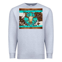 Heather Grey bull skull and turquoise cowhide tumbler Premium Sweatshirt - Artiststas