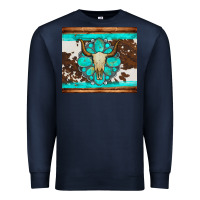 Navy bull skull and turquoise cowhide tumbler Premium Sweatshirt - Artiststas