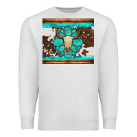 Oatmeal Heather bull skull and turquoise cowhide tumbler Premium Sweatshirt - Artiststas