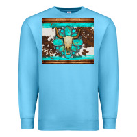 Ocean Blue bull skull and turquoise cowhide tumbler Premium Sweatshirt - Artiststas