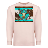 Pale Pink bull skull and turquoise cowhide tumbler Premium Sweatshirt - Artiststas