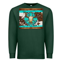 Sports Green bull skull and turquoise cowhide tumbler Premium Sweatshirt - Artiststas