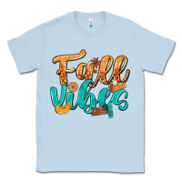 Dusty Blue Fall Vibes with Food Classic Tee - texasbilliewilder