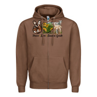 Chestnut Peace Love Saanen Goats Zipper Hoodie - LillyAllenDesigns