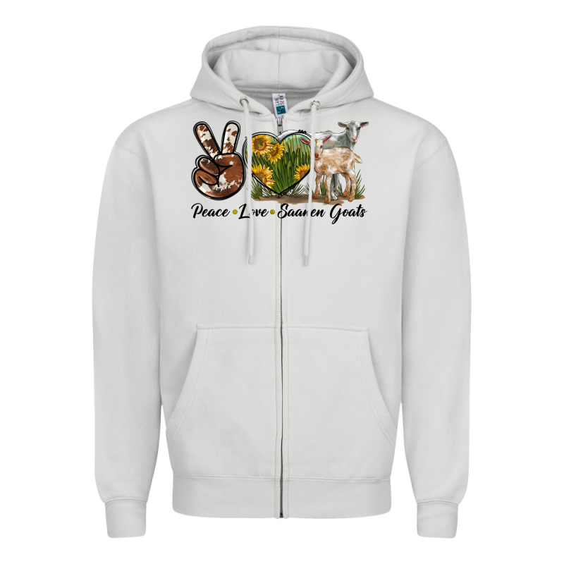 Peace Love Saanen Goats Zipper Hoodie by LillyAllenDesigns | Teevron