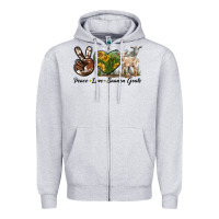 Heather Grey Peace Love Saanen Goats Zipper Hoodie - LillyAllenDesigns