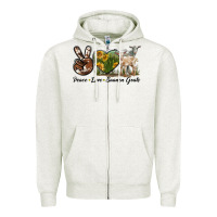 Oatmeal Heather Peace Love Saanen Goats Zipper Hoodie - LillyAllenDesigns
