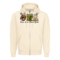 Sandshell Peace Love Saanen Goats Zipper Hoodie - LillyAllenDesigns