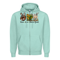 Seafoam Peace Love Saanen Goats Zipper Hoodie - LillyAllenDesigns