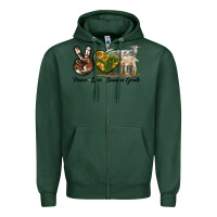 Sports Green Peace Love Saanen Goats Zipper Hoodie - LillyAllenDesigns