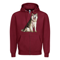Burgundy Alaskan Malamute Dog Zipper Hoodie - LillyAllenDesigns