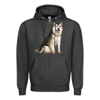 Charcoal Heather Alaskan Malamute Dog Zipper Hoodie - LillyAllenDesigns