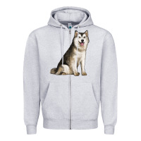 Heather Grey Alaskan Malamute Dog Zipper Hoodie - LillyAllenDesigns