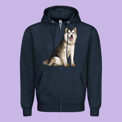 Alaskan Malamute Dog Zipper Hoodie Designed By Lillyallendesigns