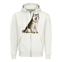 Oatmeal Heather Alaskan Malamute Dog Zipper Hoodie - LillyAllenDesigns