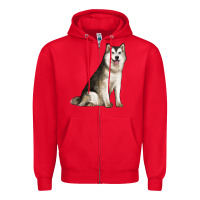 Red Alaskan Malamute Dog Zipper Hoodie - LillyAllenDesigns