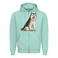 Seafoam Alaskan Malamute Dog Zipper Hoodie - LillyAllenDesigns