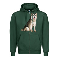 Sports Green Alaskan Malamute Dog Zipper Hoodie - LillyAllenDesigns