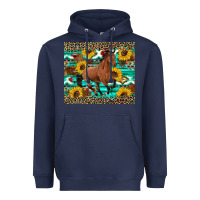Navy western horse sunflowers Heavyweight Hoodie - Artiststas