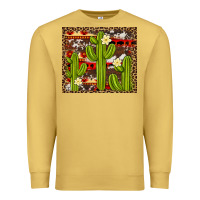 Antique Gold aztec cowhide cactus background Premium Sweatshirt - Artiststas