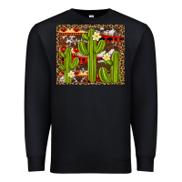 Black aztec cowhide cactus background Premium Sweatshirt - Artiststas