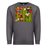 Charcoal Heather aztec cowhide cactus background Premium Sweatshirt - Artiststas