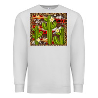 Dove Grey aztec cowhide cactus background Premium Sweatshirt - Artiststas