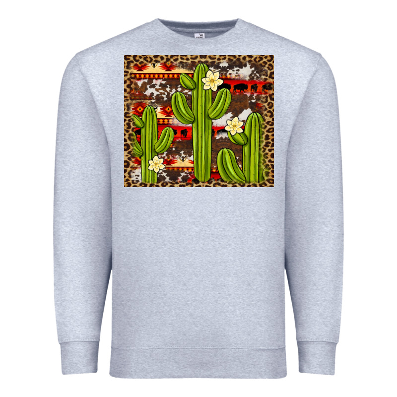 Aztec Cowhide Cactus Background Premium Sweatshirt by Artiststas | Teevron