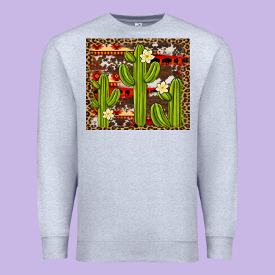 Aztec Cowhide Cactus Background Premium Sweatshirt Designed By Artiststas