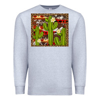 Heather Grey aztec cowhide cactus background Premium Sweatshirt - Artiststas