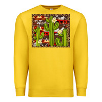Lemon aztec cowhide cactus background Premium Sweatshirt - Artiststas