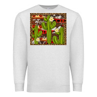 Oatmeal Heather aztec cowhide cactus background Premium Sweatshirt - Artiststas