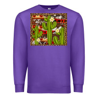 Purple aztec cowhide cactus background Premium Sweatshirt - Artiststas