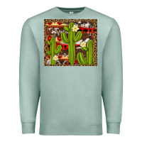 Seafoam aztec cowhide cactus background Premium Sweatshirt - Artiststas