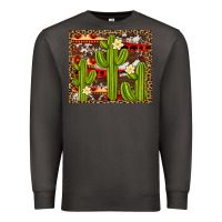 Smoke aztec cowhide cactus background Premium Sweatshirt - Artiststas