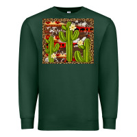 Sports Green aztec cowhide cactus background Premium Sweatshirt - Artiststas