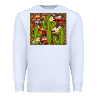 White aztec cowhide cactus background Premium Sweatshirt - Artiststas