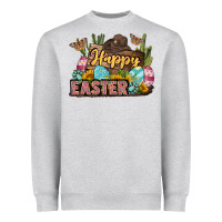 Heather Grey Happy Easter Heavyweight Sweatshirt - LillyAllenDesigns