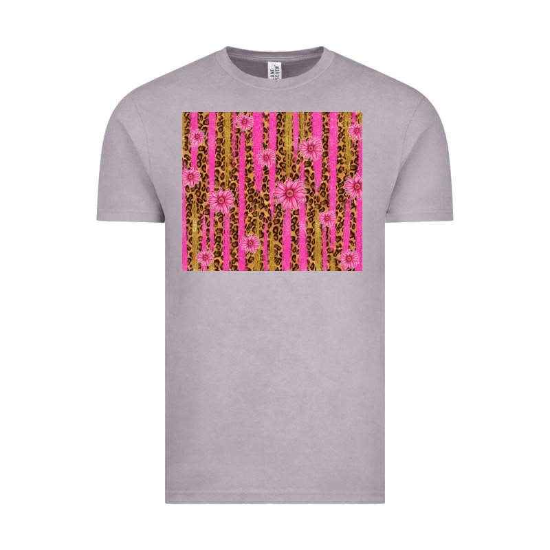 Glitter Pink Stripe Leopard Pattern With Flowers Vintage Tee by TumblerDesignByShophia | Teevron