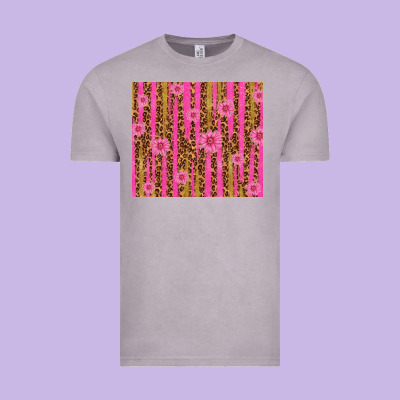 Glitter Pink Stripe Leopard Pattern With Flowers Vintage Tee Designed By Tumblerdesignbyshophia