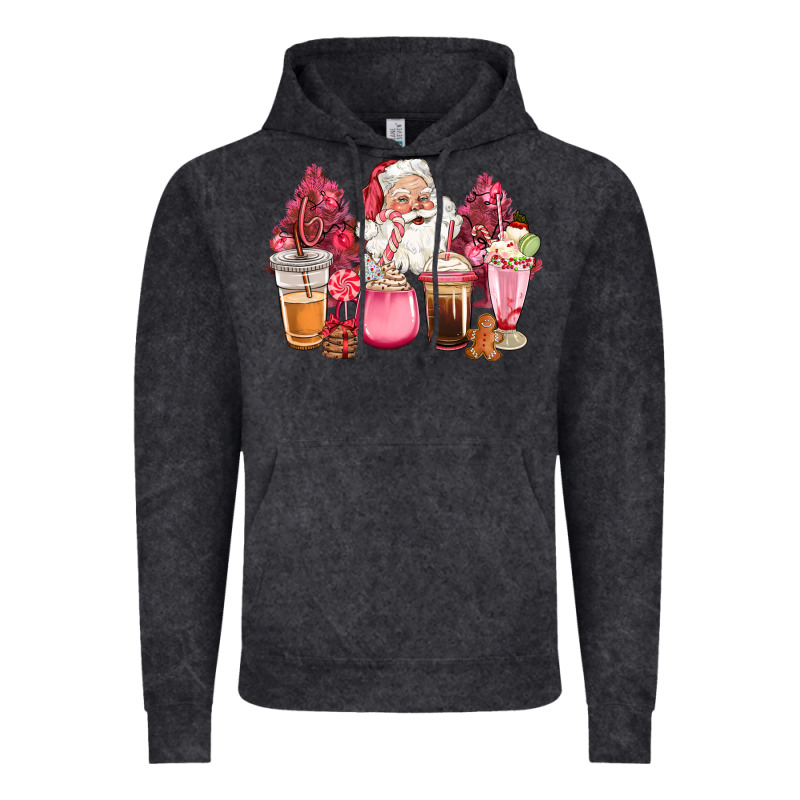 Pink Christmas Pink Tree Santa Coffe Cups Vintage Hoodie by CowGirlArtShop | Teevron